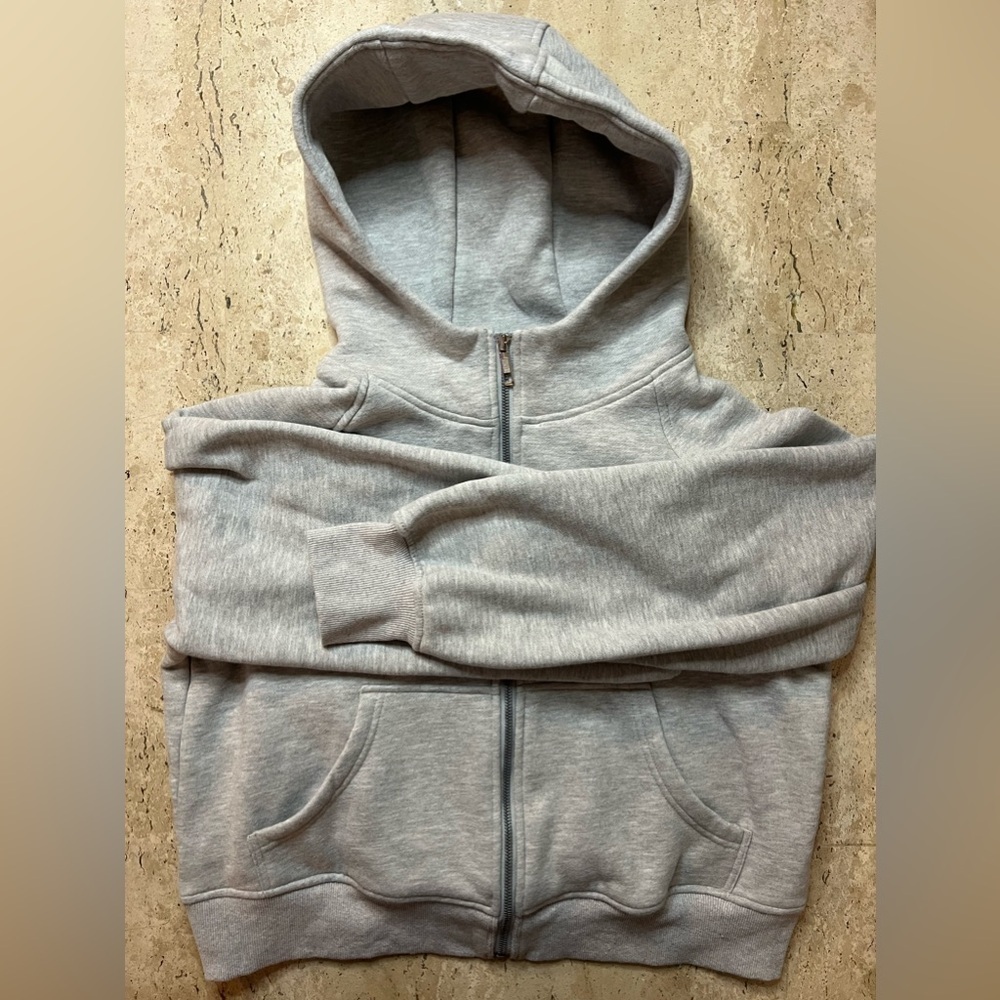 Automet  Cropped Full Zip Gray Hoodie Size Medium